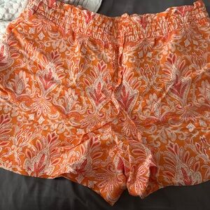 LOFT High Waist Orange and Red Shorts